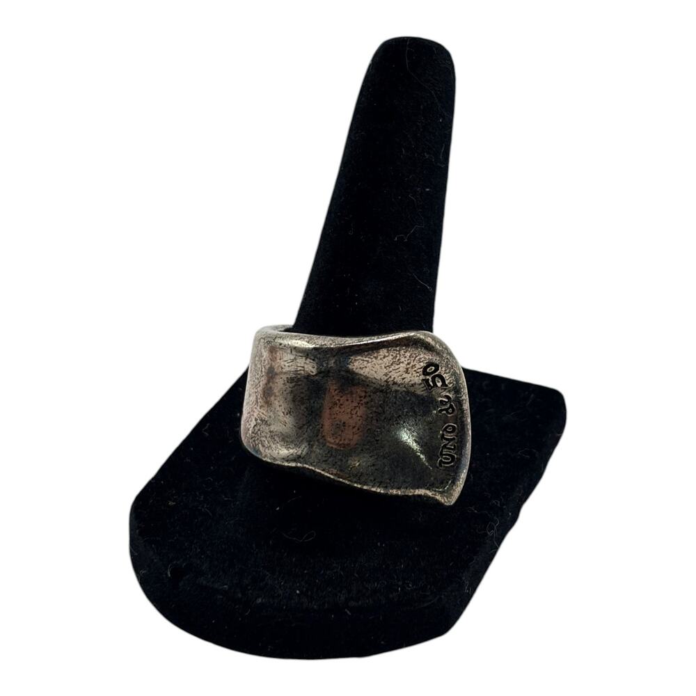 Uno de 50 Style Oxidized Silver Organic Freeform Ring Chunky